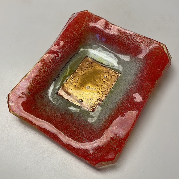 Vintage Italian Rectangle Glass Art Dish. - Picture 6 of 7